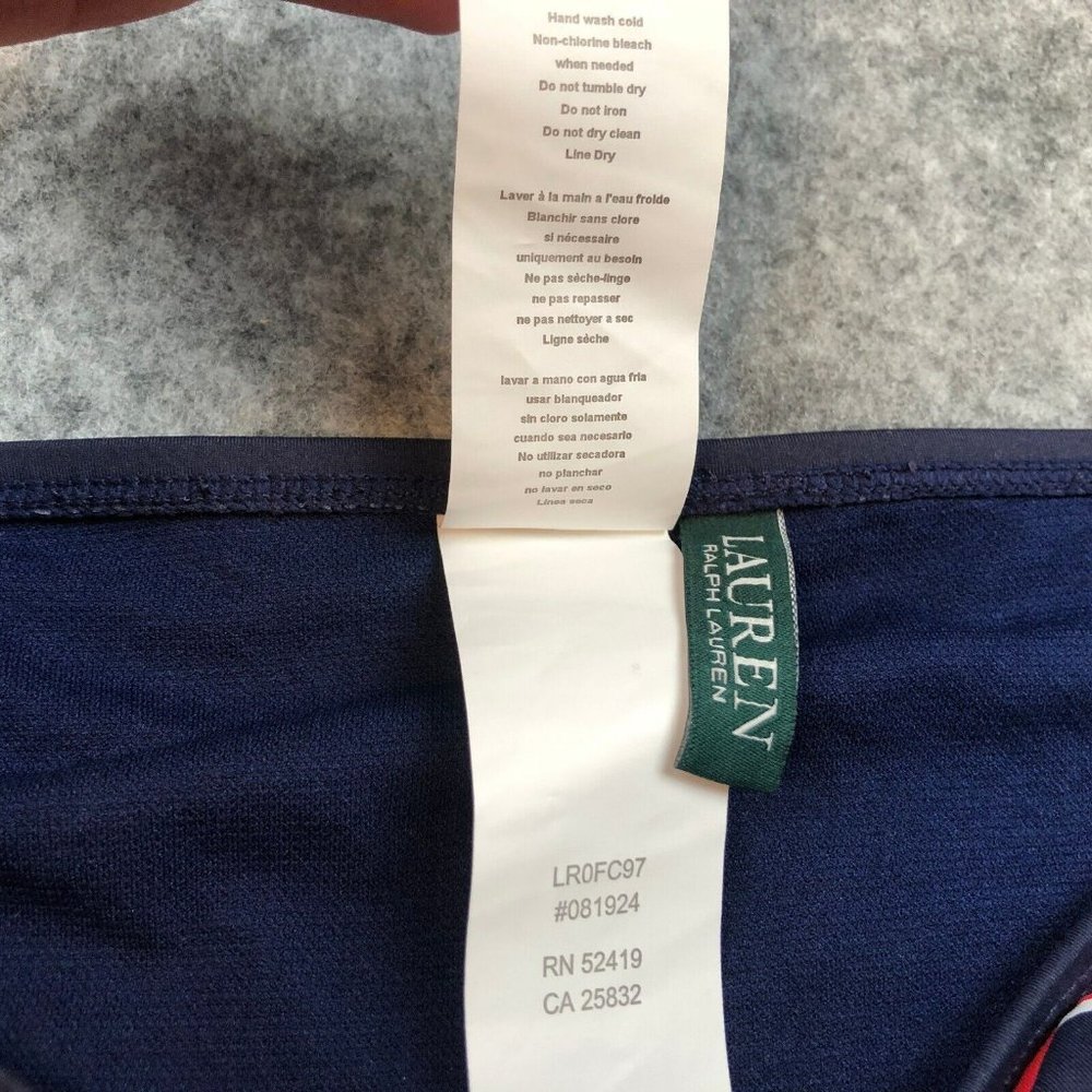 Lauren Ralph Lauren Bikini Bottom 6 Logo Hardware Hipster Patriotic Stripe Blue - Picture 5 of 10